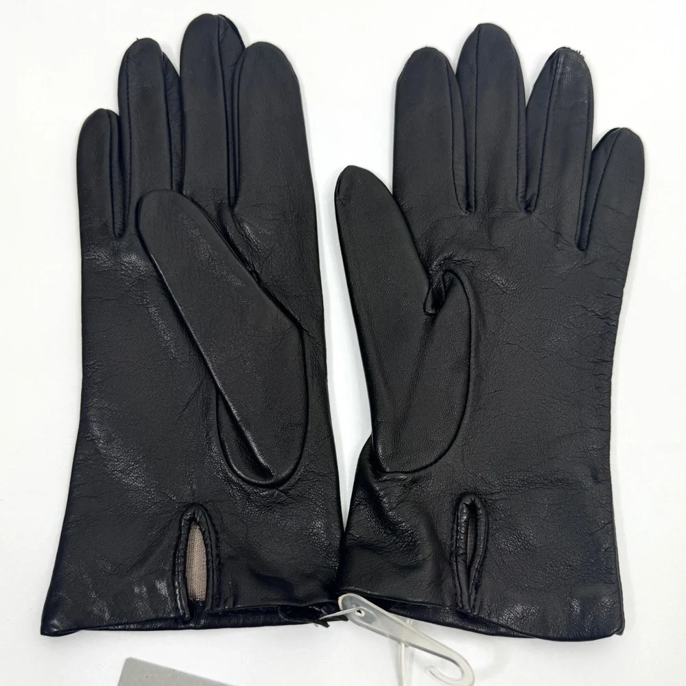 NORDSTROM Leather Gloves Silk Lined NEW Size S Black